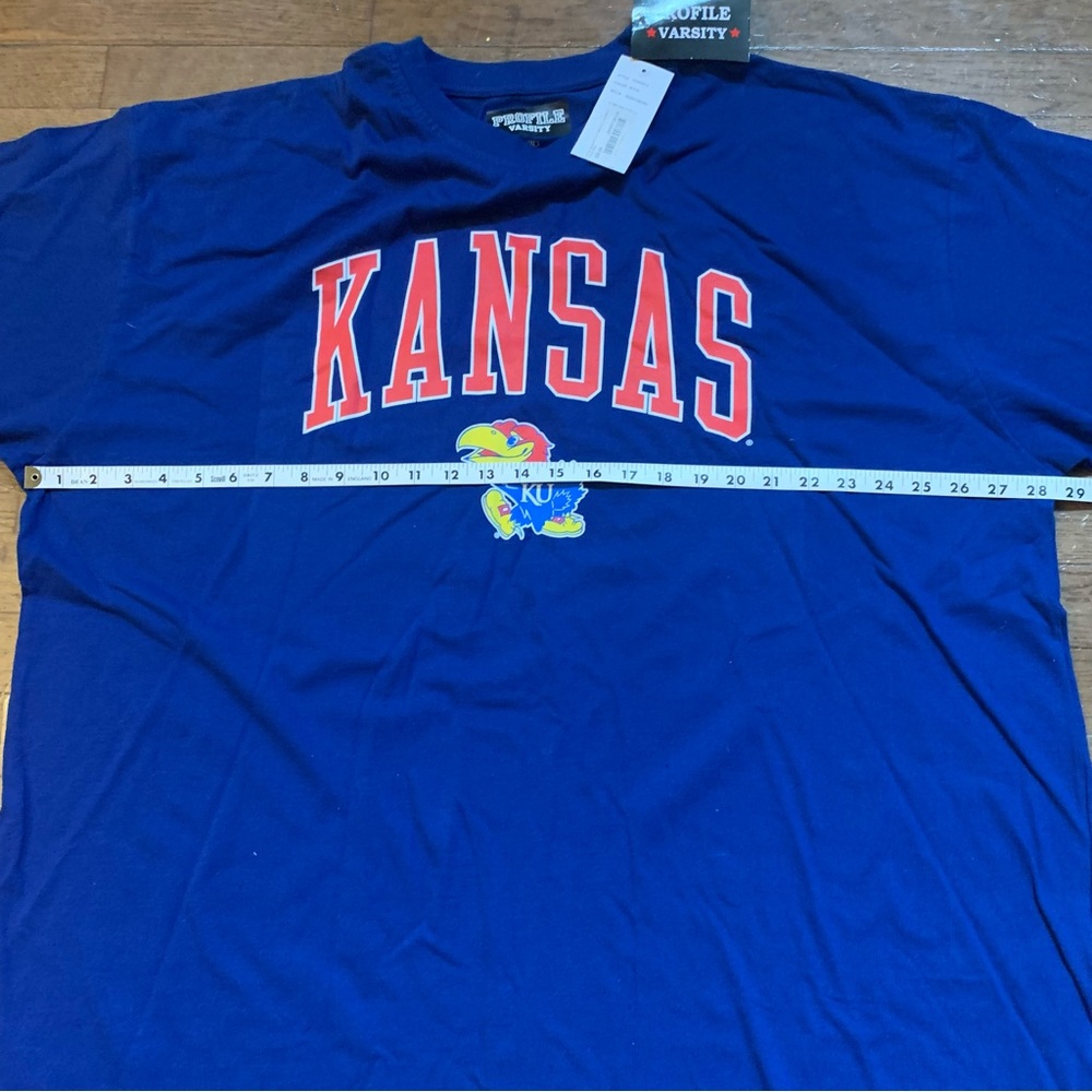 ⭐️SOLD⭐️Profile Varsity Men's Big and Tall Kansas Jayhawks Blue L S T-Shirt - Picture 7 of 8